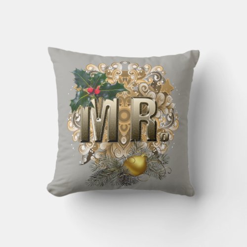 Mr  Mrs first Christmas Throw Pillow