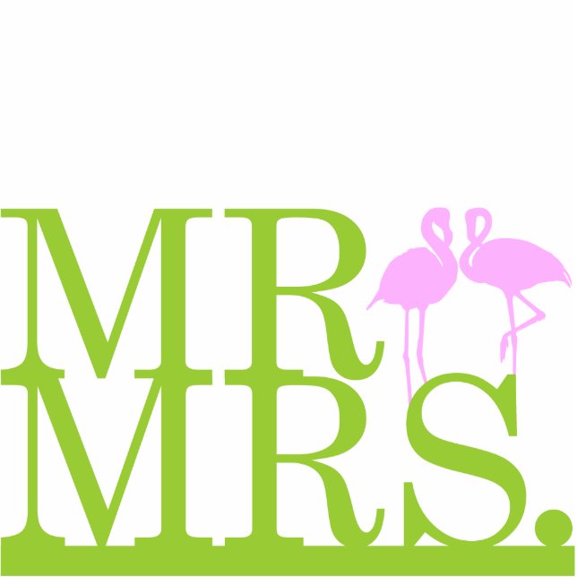 Mr & Mrs Flamingo 2 Cake Topper Cutout (Front)