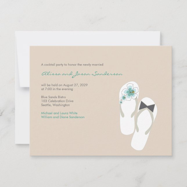 Mr & Mrs Flip Flops Beach Wedding Reception Card (Front)