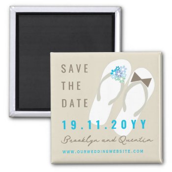 Mr & Mrs Flip Flops Beach Wedding Save The Date Magnet by fatfatin_box at Zazzle