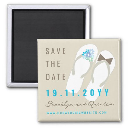 Mr & Mrs Flip Flops Beach Wedding Save The Date Magnet