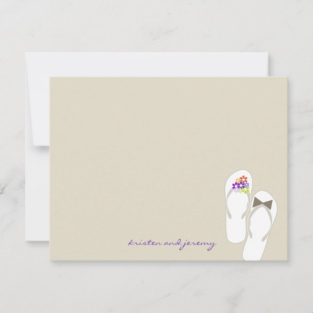 Mr & Mrs Flip Flops Beach Wedding Thank You Card (Front)