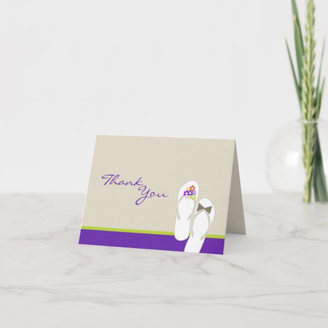 Mr & Mrs Flip Flops Beach Wedding Thank You Card (Front)