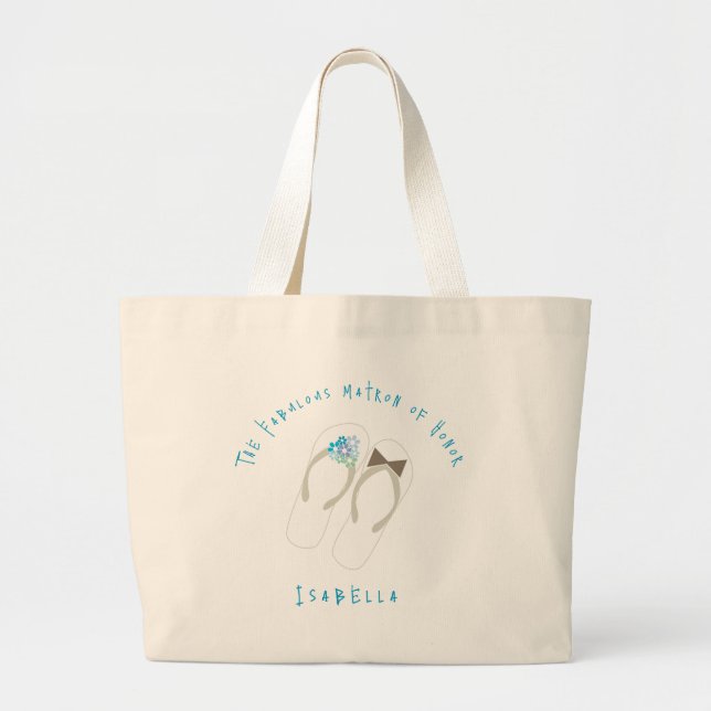 Mr & Mrs Flip Flops Flowers Beach Wedding Tote Bag (Front)