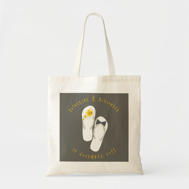 Mr & Mrs Flip Flops Hibiscus Beach Wedding Bag (Front)