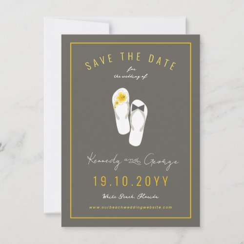 Mr  Mrs Flip Flops Hibiscus Beach Wedding Photo Save The Date