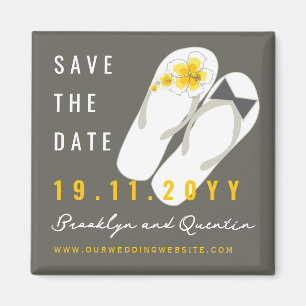 Mr & Mrs Flip Flops Hibiscus Wedding Save The Date Magnet