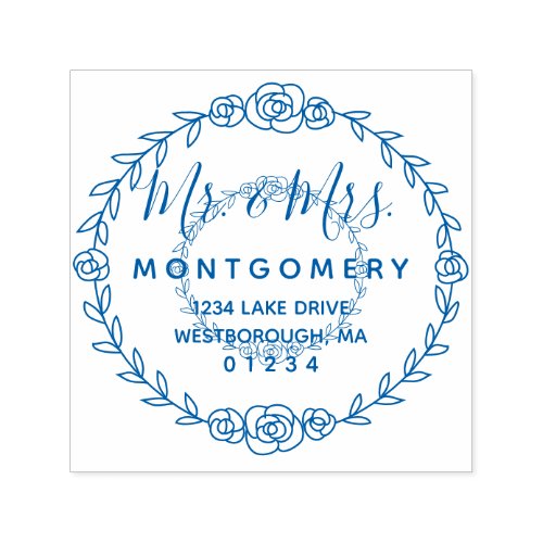 Mr. & Mrs. Floral Rose Vine Return Address Self-inking Stamp Mr Mrs Floral Rose Vine Return Address Self_inking Stamp