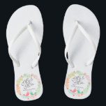 Mr. & Mrs. Floral w/ Birds Wedding Flip Flops<br><div class="desc">For further customization,  please click the "Customize" button and use our design tool to modify this template. If the options are available,  you may change text and image by simply clicking on "Edit/Remove Text or Image Here" and add your own. Designed by Freepik.</div>