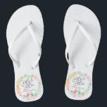 Mr. & Mrs. Floral w/ Birds Wedding Flip Flops<br><div class="desc">For further customization,  please click the "Customize" button and use our design tool to modify this template. If the options are available,  you may change text and image by simply clicking on "Edit/Remove Text or Image Here" and add your own. Designed by Freepik.</div>