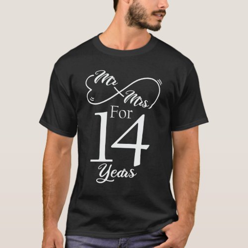 Mr  Mrs For 14 Years 14th Wedding Anniversary T_Shirt