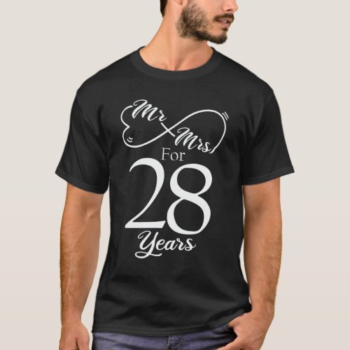 Mr  Mrs For 28 Years 28th Wedding Anniversary T_Shirt