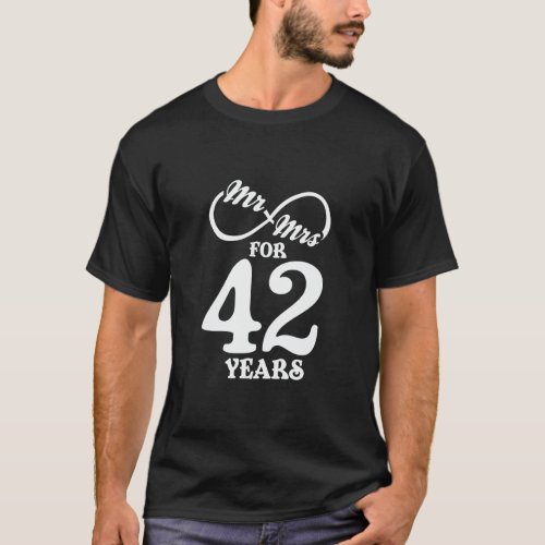 Mr  Mrs For 42 Years 42th Wedding Anniversary  T_Shirt