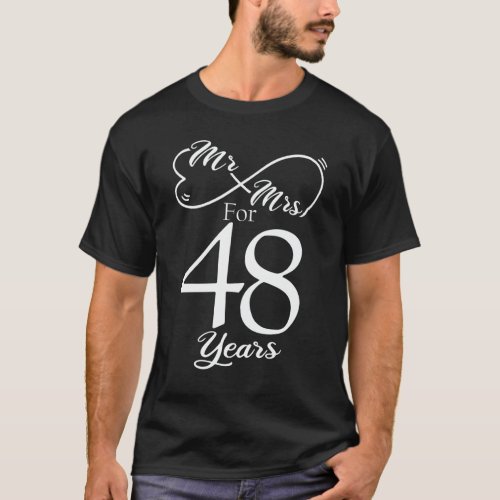 Mr  Mrs For 48 Years 48th Wedding Anniversary T_Shirt