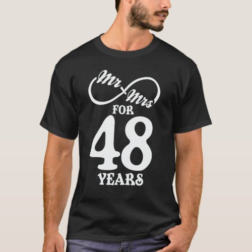 Mr  Mrs For 48 Years 48th Wedding Anniversary T_Shirt