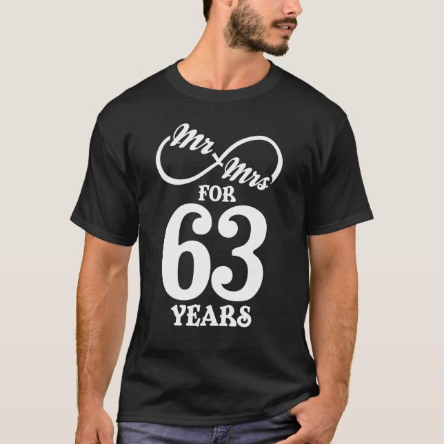 Mr. & Mrs. For 63 Years 63th Wedding Anniversary T-Shirt (Front)