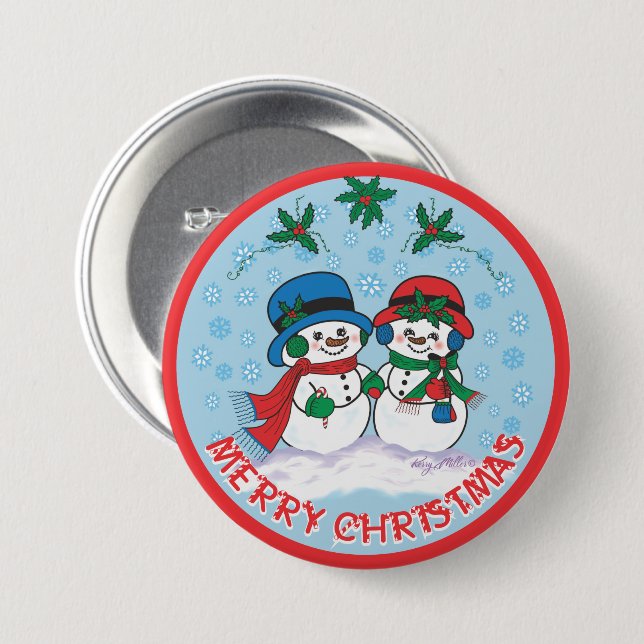 Mr. & Mrs. Frosty The Snowman Button (Front & Back)