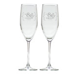 Mr. & Mrs. Glass Champagne Flute Set<br><div class="desc">Personalize in style with our classic Made in USA 8oz Personalized Set of 2 Champagne Flutes. With the identical personalization on each flute this set makes a lovely gift for those special folks in your life or even yourself!</div>