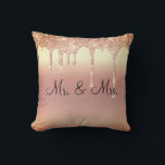 Mr. & Mrs Glitter Wedding Keepsake Elegant Throw Pillow<br><div class="desc">Beautiful satin-look glitter "Mr. & Mrs."I love you" pillow.  How pretty this would be on a bed or chase lounge in a bedroom.  One side is for the new Mr. and Mrs.  The other side has “I Love You” typography.</div>