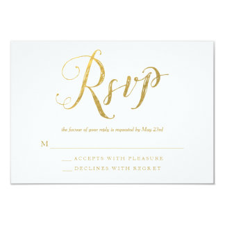 Mr & Mrs Gold Elegant Wedding RSVP Response Cards