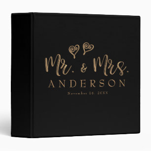 MR. & MRS. Gold Script Typography Modern Minimal 3 Ring Binder