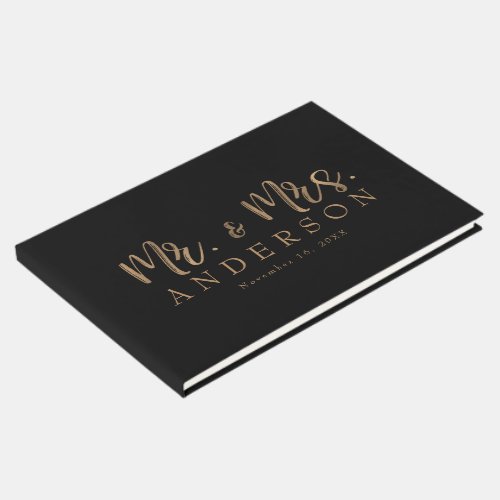 MR  MRS Gold Script Typography Modern Minimal Guest Book