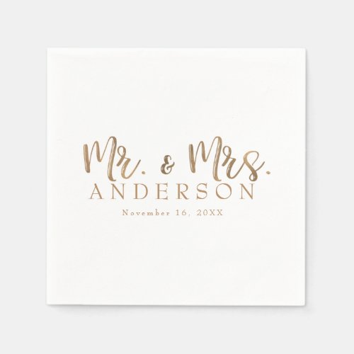 MR  MRS Gold Script Typography Modern Minimal Napkins