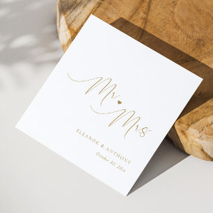 Mr & Mrs Gold Script Wedding Napkins Elegant