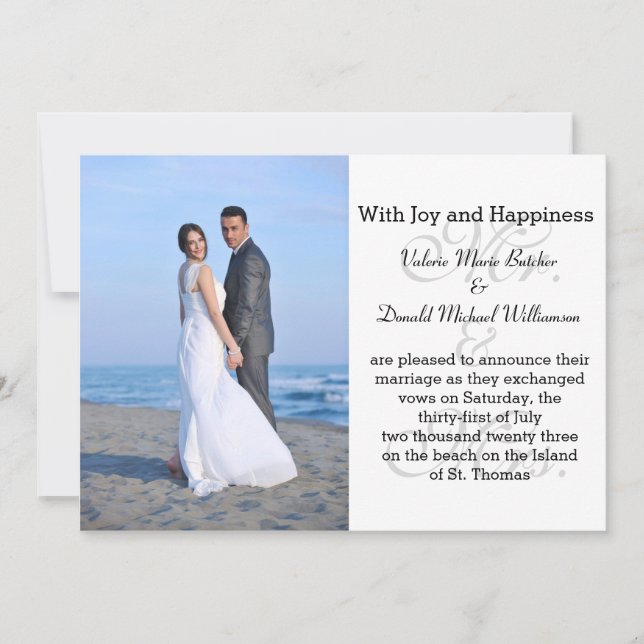 Mr. & Mrs. Gray - Photo Marriage Announcement (Front)