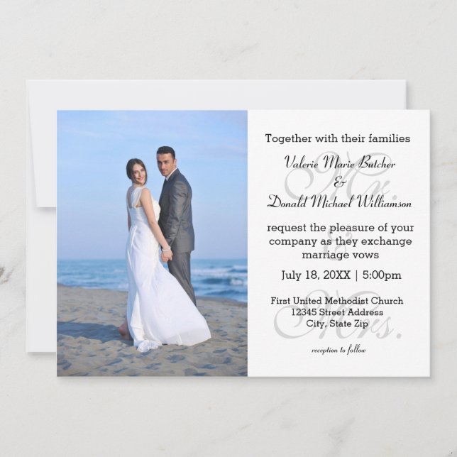 Mr. & Mrs. Gray - Photo Wedding Invitation (Front)