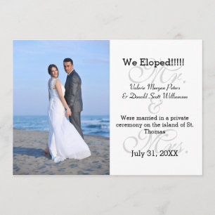 Mr. & Mrs. Gray We Eloped - Photo Announcement