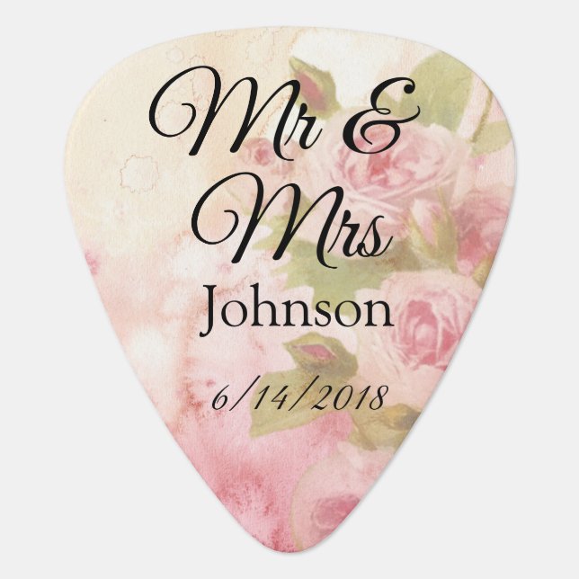 Mr & Mrs Guitar Pick Personalized Wedding Souvenie (Front)