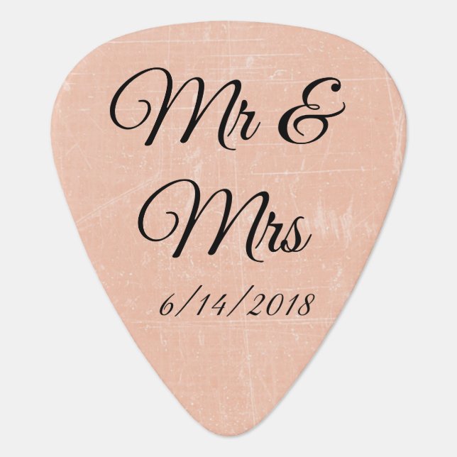 Mr & Mrs Guitar Picks Personalized Wedding Favors (Front)