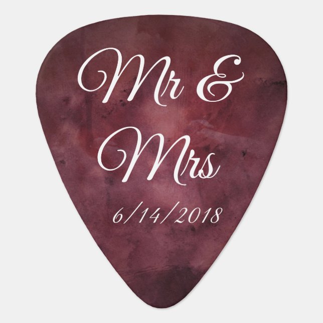 Mr & Mrs Guitar Picks Personalized Wedding Favors (Front)