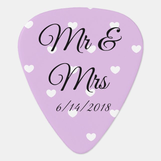 Mr & Mrs Guitar Picks Personalized Wedding Favors (Front)