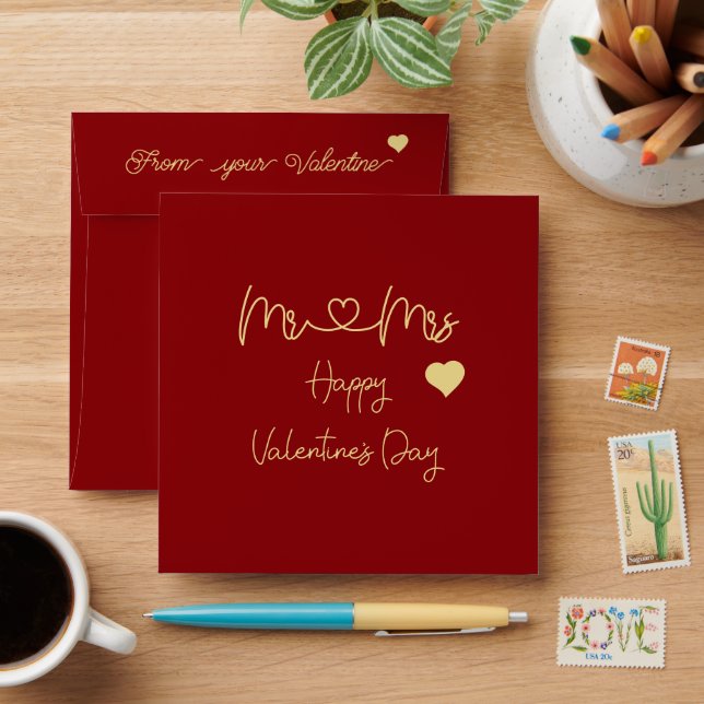 Mr & Mrs Happy Valentine's Day Envelope (Desk)