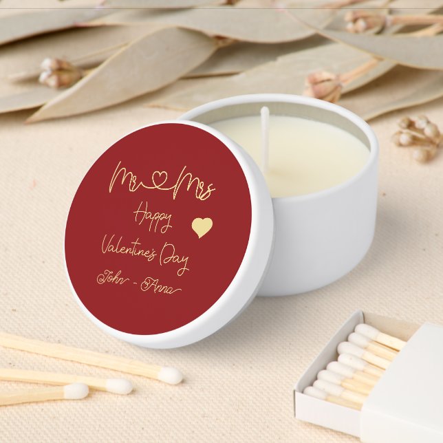 Mr & Mrs Happy Valentine's Day Mini Candle Favors (Insitu)
