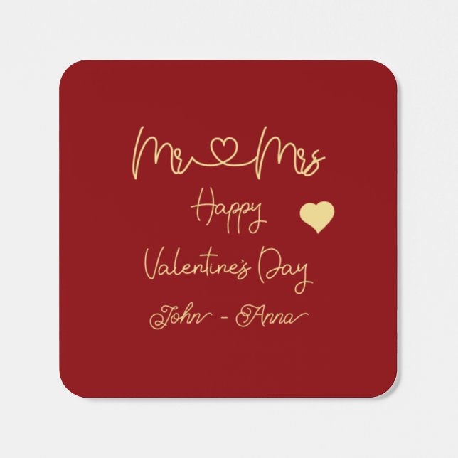 Mr & Mrs Happy Valentine's Day Square Sticker (Single)
