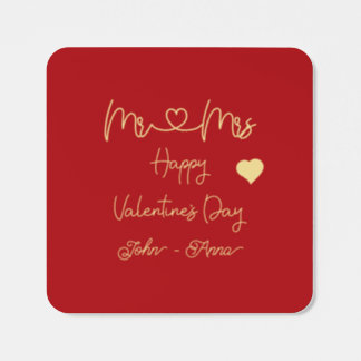 Mr & Mrs Happy Valentine's Day Square Sticker