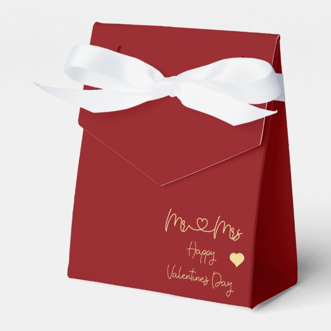 Mr & Mrs Happy Valentine's Day Tent Favor Boxes (Front Side)