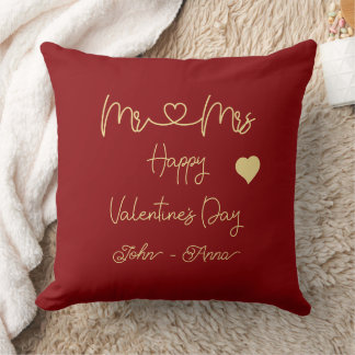 Mr & Mrs Happy Valentine's Day Throw Pillow