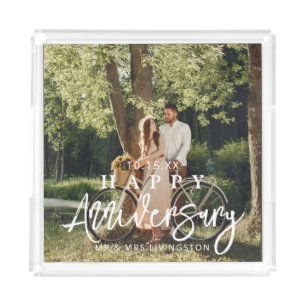 Mr & Mrs Happy Wedding Anniversary Custom Acrylic Tray