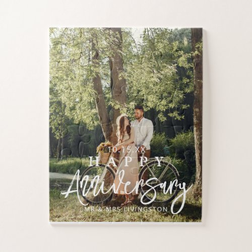 Mr  Mrs Happy Wedding Anniversary Custom Photo Jigsaw Puzzle