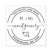 Mr & Mrs Heart 10 Custom Round Return Address