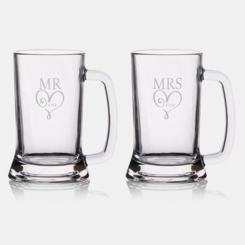 Mr Mrs heart date married keepsake anniversary Stein