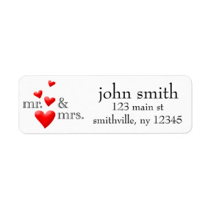 Mr & Mrs Hearts Address Labeled Label