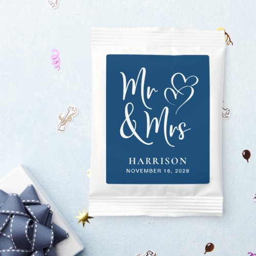 Mr Mrs Hearts Blue Wedding Favor Margarita Drink Mix