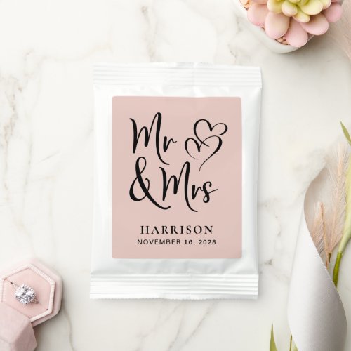 Mr Mrs Hearts Blush Wedding Favor Hot Chocolate Drink Mix