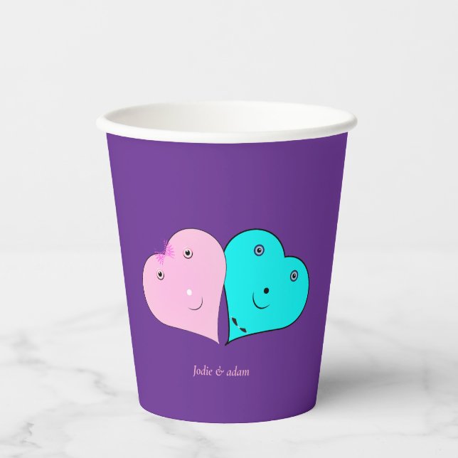  mr & mrs hearts Favor Box Paper Cups (Front)