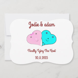 mr & mrs hearts invitation